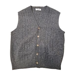 Vintage Jantzen Gray Button Closure V-Neck Grandpa Vest L